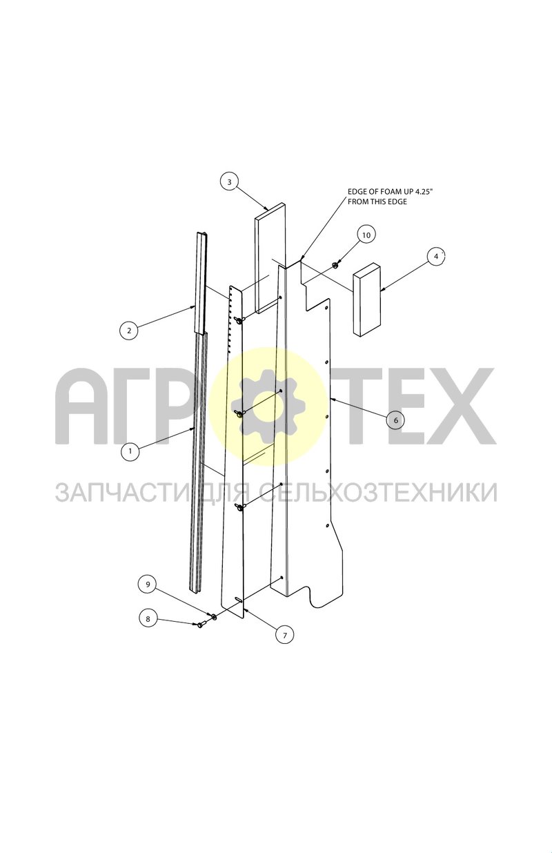 Левый уплотнитель блока радиатора (SX019897) (№8 на схеме)